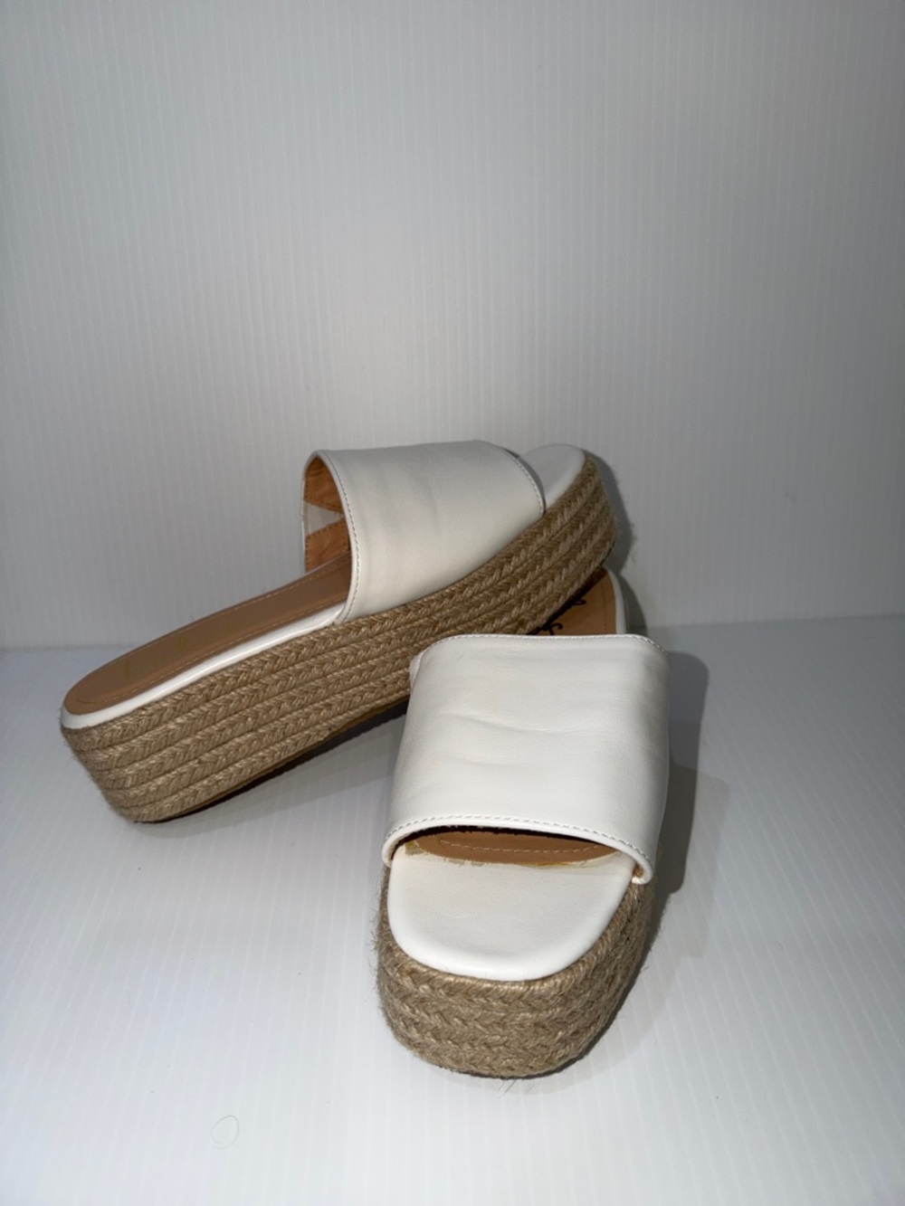 Lulu's White Espadrille Platform Slide